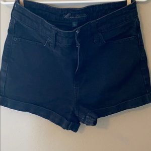 Black denim shorts